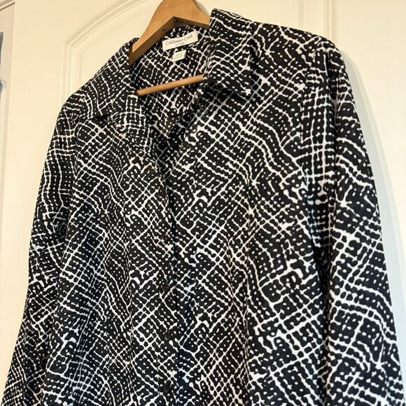 Coldwater Creek Womens M Black White Lightweight Fine Cotton Blouse Shirt Top‎ - Picture 9 of 10